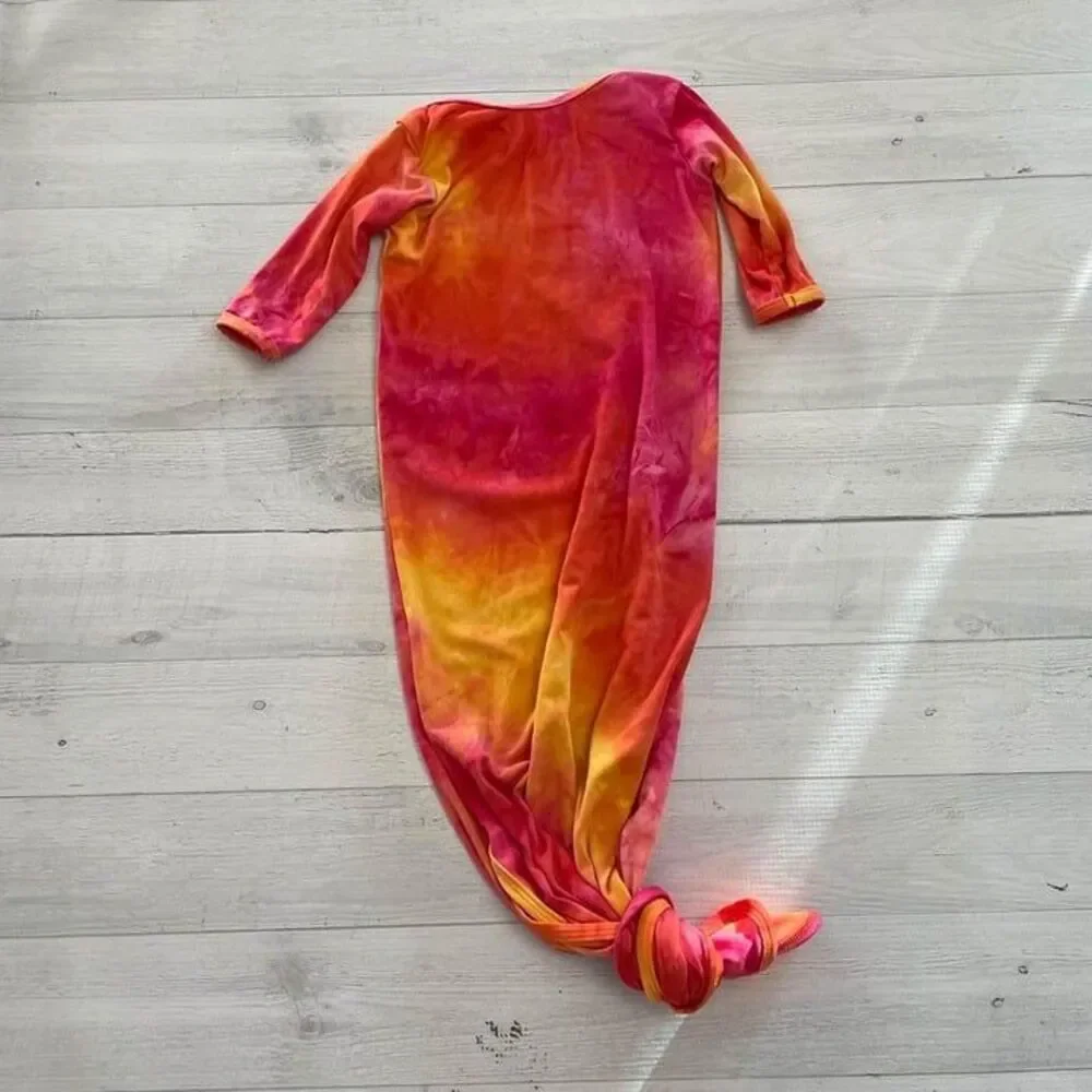 Cozys Baby‎ Knotted Gown, pink and orange, 0-3 months